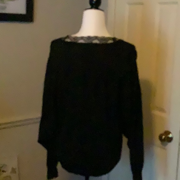 CAbi Black V-Neck Sweater with Lace Trim - Picture 4 of 4